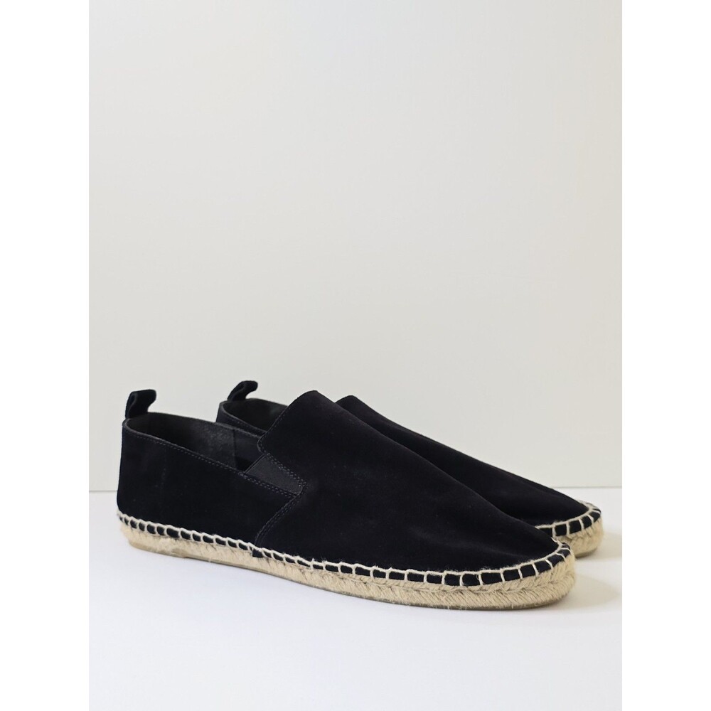 Vince Womens 11 Black Suede Espadrille Slip On Shoes Flats Jute - Picture 12 of 12